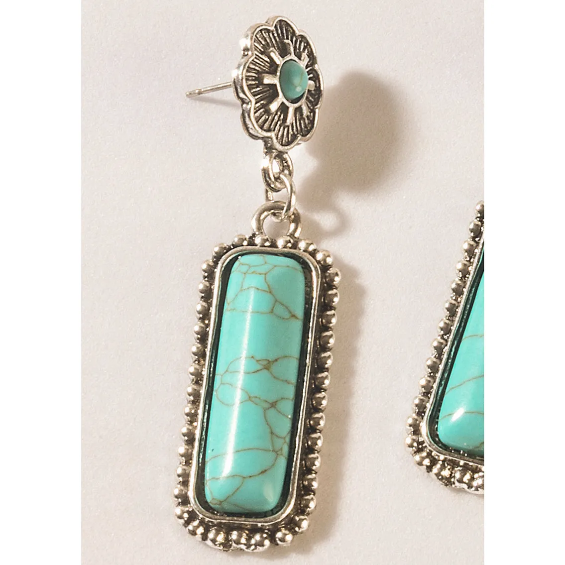 Sundown Relic Turquoise Stone Earrings in Cerulean Blue sold by Myra Bag product image thumbnail 2