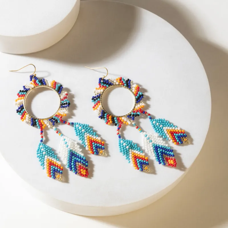 Southwest Spirit Beaded Earrings in Ocean Blaze sold by Myra Bag