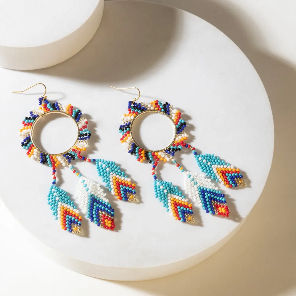 Southwest Spirit Beaded Earrings in Ocean Blaze sold by Myra Bag