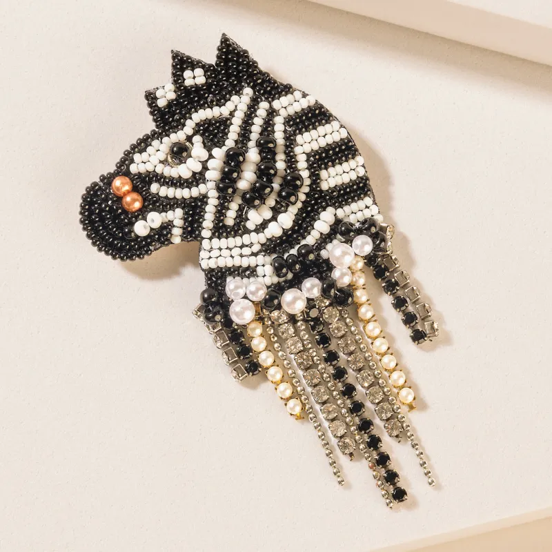 Wilderness Charm Zebra Brooch in Moon Pearl made by Myra Bag