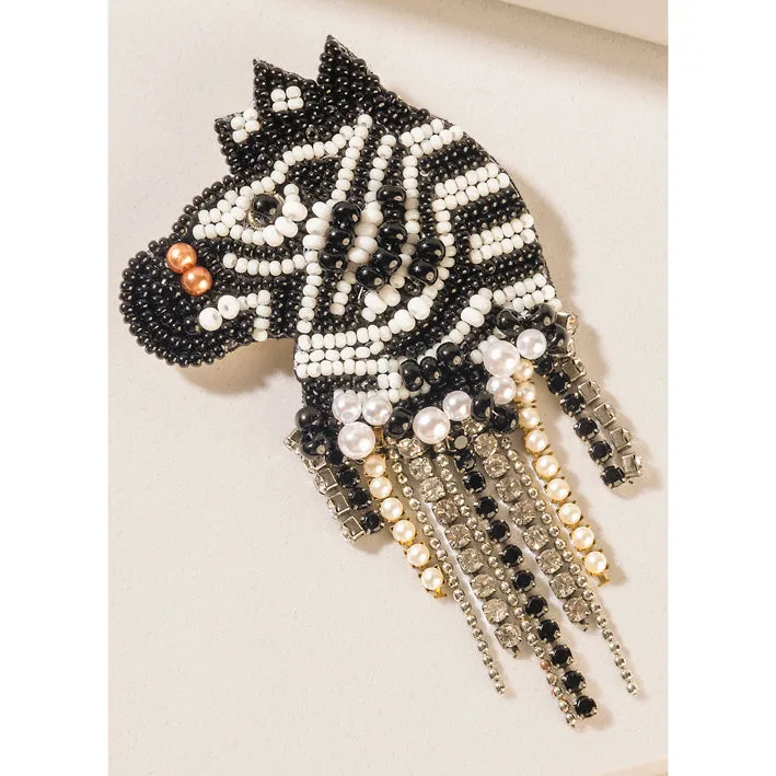 Wilderness Charm Zebra Brooch in Moon Pearl sold by Myra Bag product image thumbnail 2