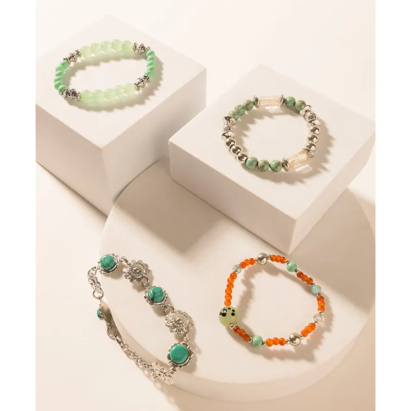 Sunset Trails Bracelet Set in Mint Sky Silver sold by Myra Bag