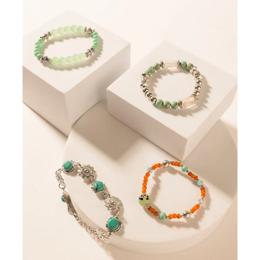 Sunset Trails Bracelet Set in Mint Sky Silver sold by Myra Bag