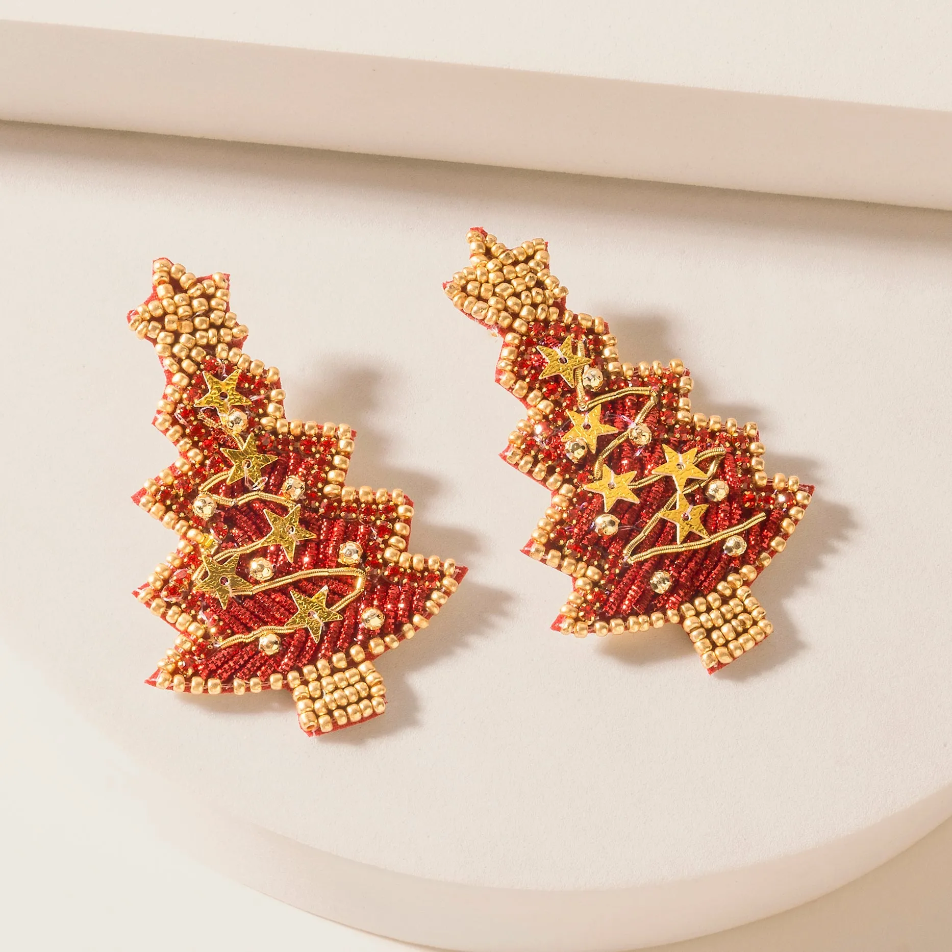 Starfall Pine Charm Earrings in Blush Red sold by Myra Bag