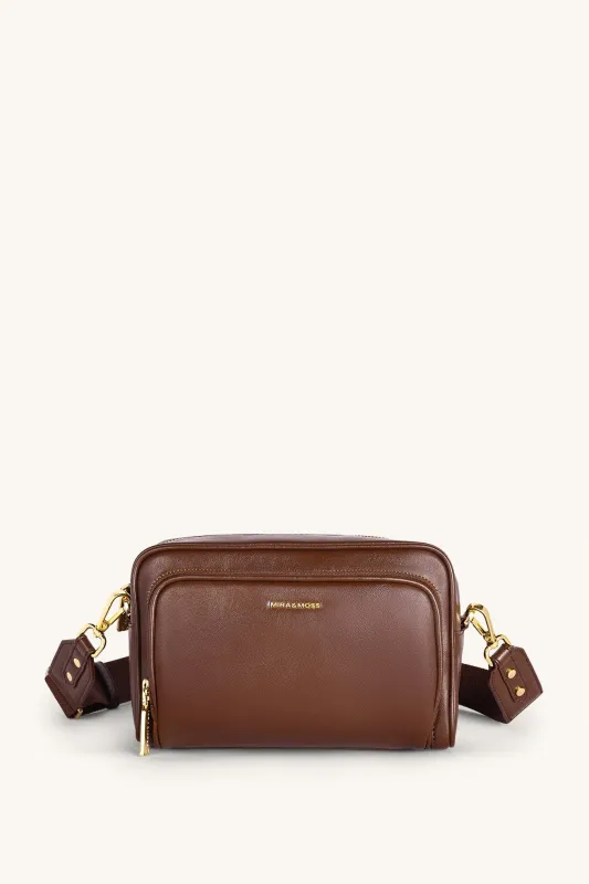 Mira & Moss Lucienne Crossbody Bag - Shiny Chocolate Brown sold by Myra Bag