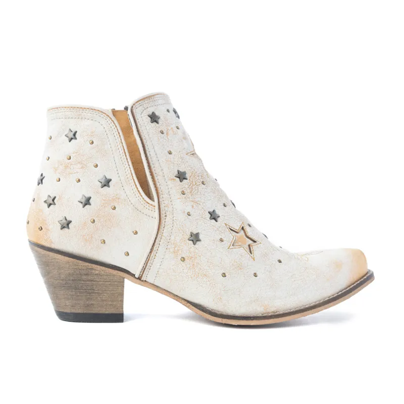 Celestial Stardust Western Booties in White sold by Myra Bag