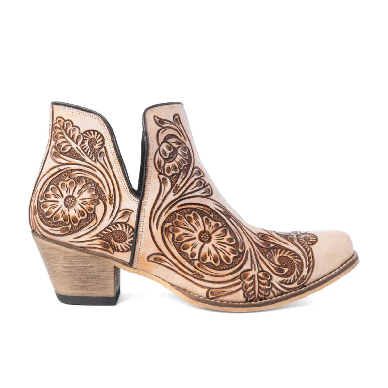 Floral Heirloom Western Booties in Cream sold by Myra Bag