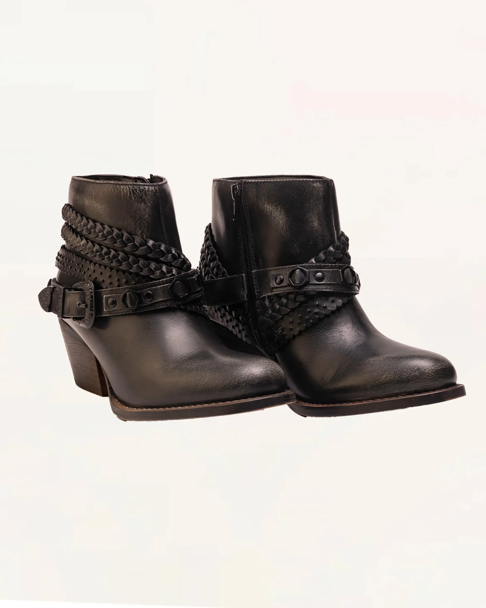 Marlene Ankle Booties In Calfskin - Raven sold by Myra Bag product image thumbnail 2