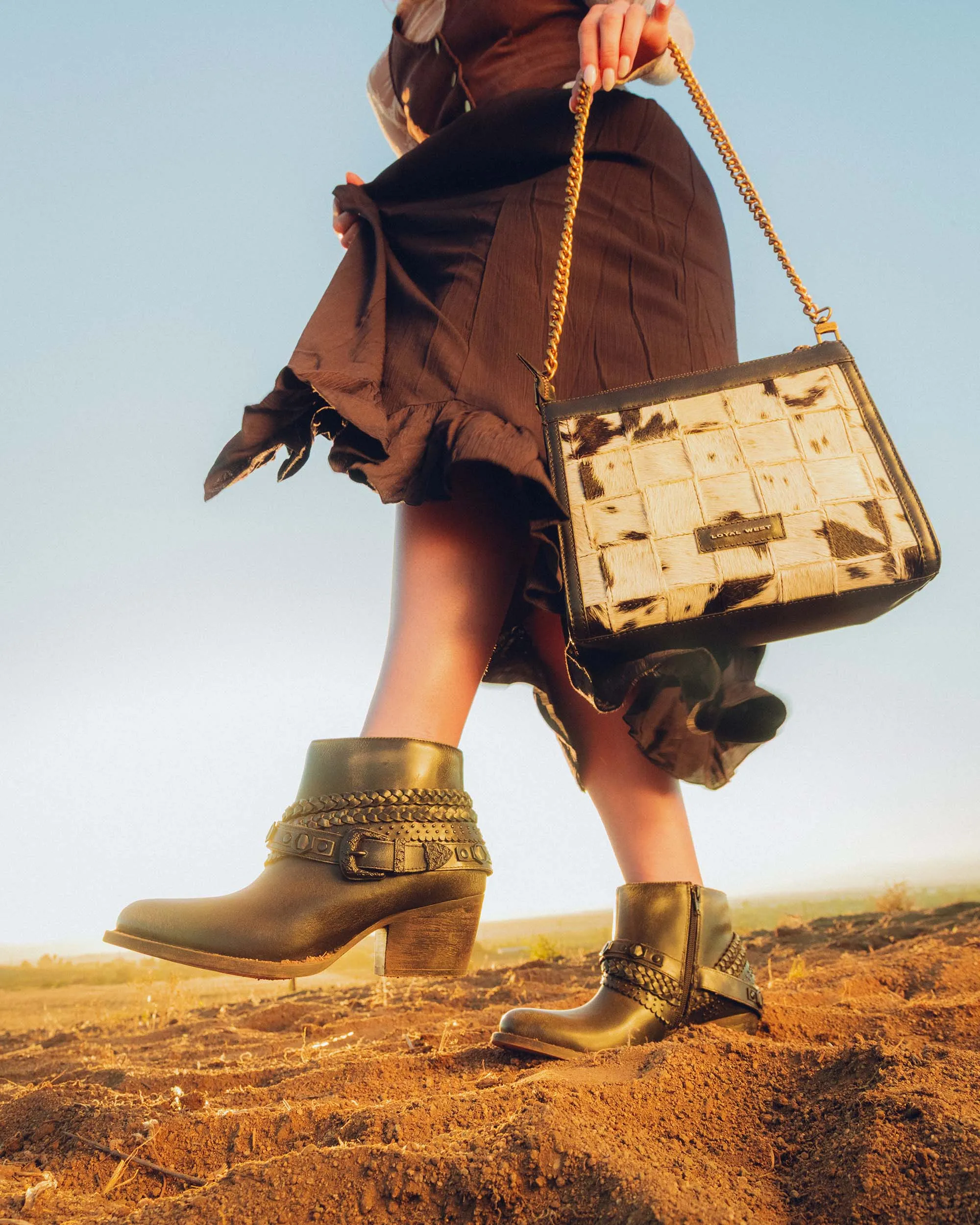 Marlene Ankle Booties In Calfskin - Raven sold by Myra Bag product image thumbnail 3