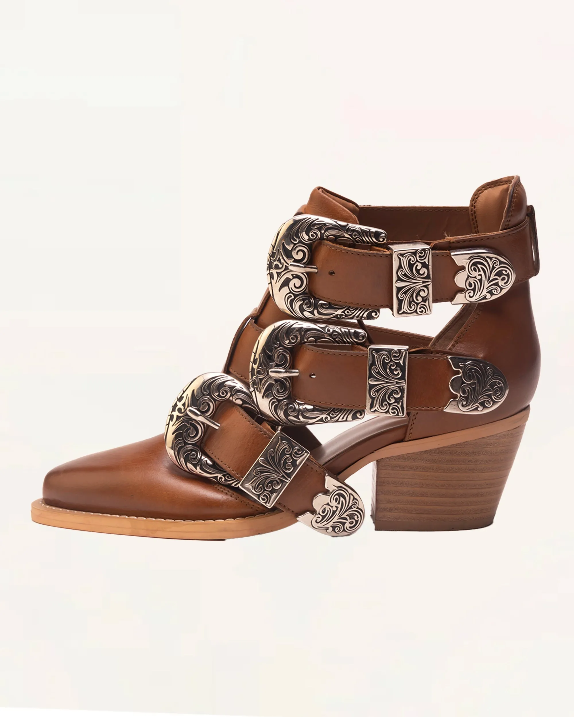 Rodeo Ankle Bootie In Calfskin - Bone & Saddle sold by Myra Bag product image thumbnail 2