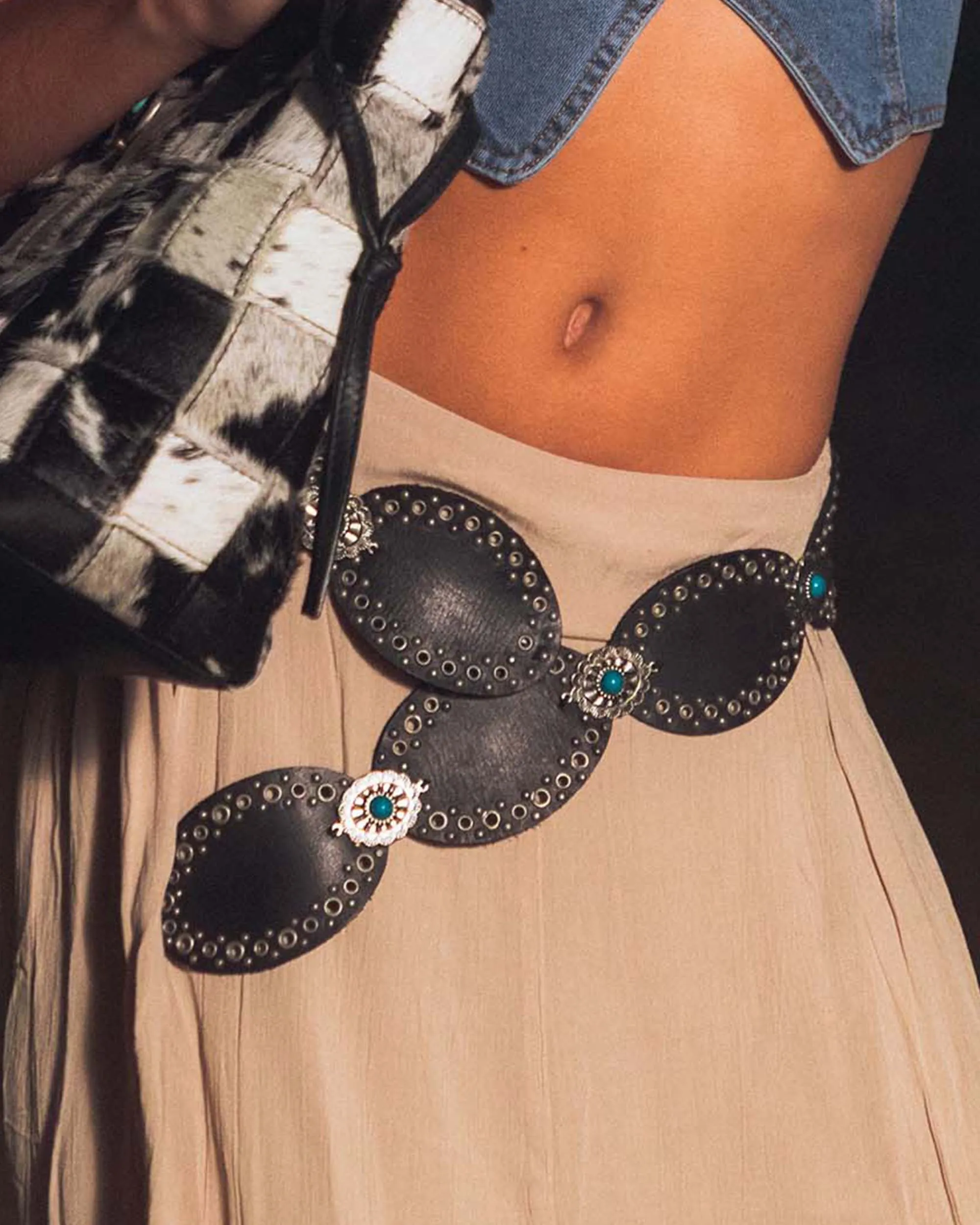 Alta Buena Leather Belt In Calfskin-Black sold by Myra Bag product image thumbnail 3