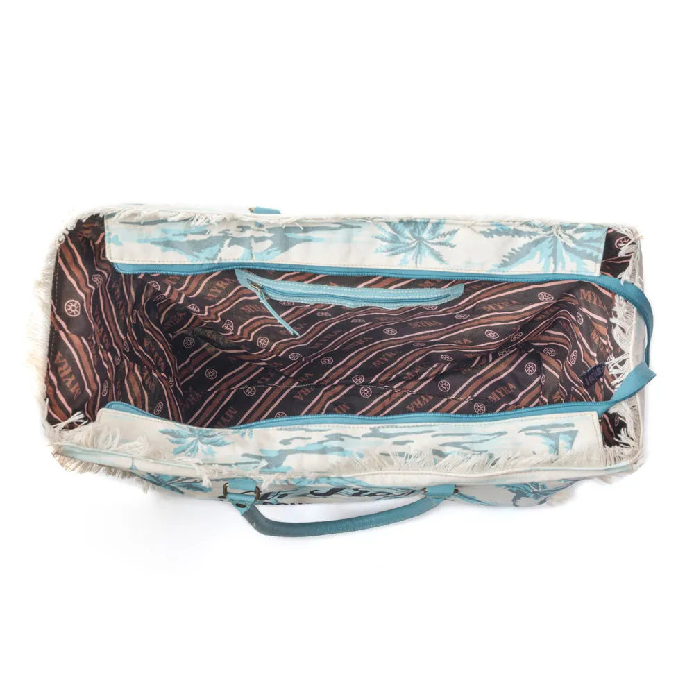 Saint Tropez Weekender Bag In White & Sky Blue sold by Myra Bag product image thumbnail 5