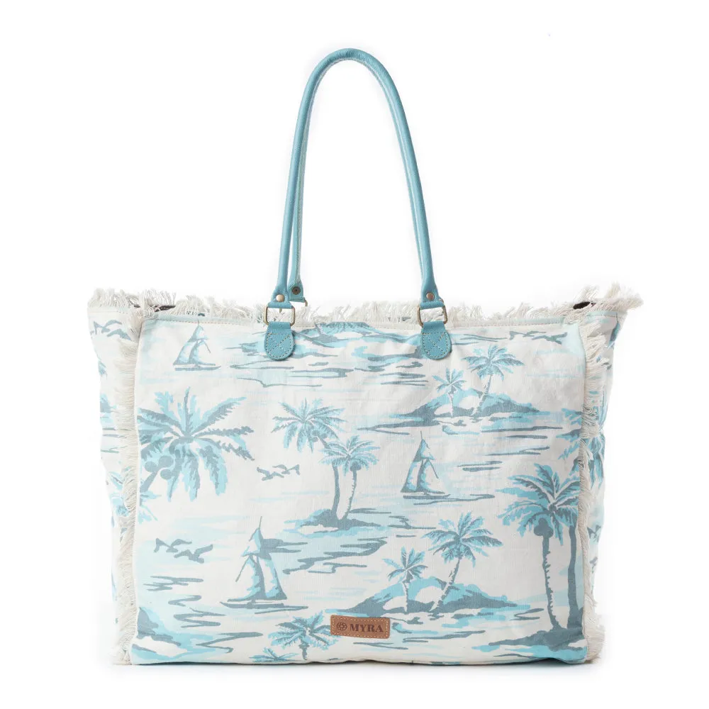 Saint Tropez Weekender Bag In White & Sky Blue sold by Myra Bag product image thumbnail 4