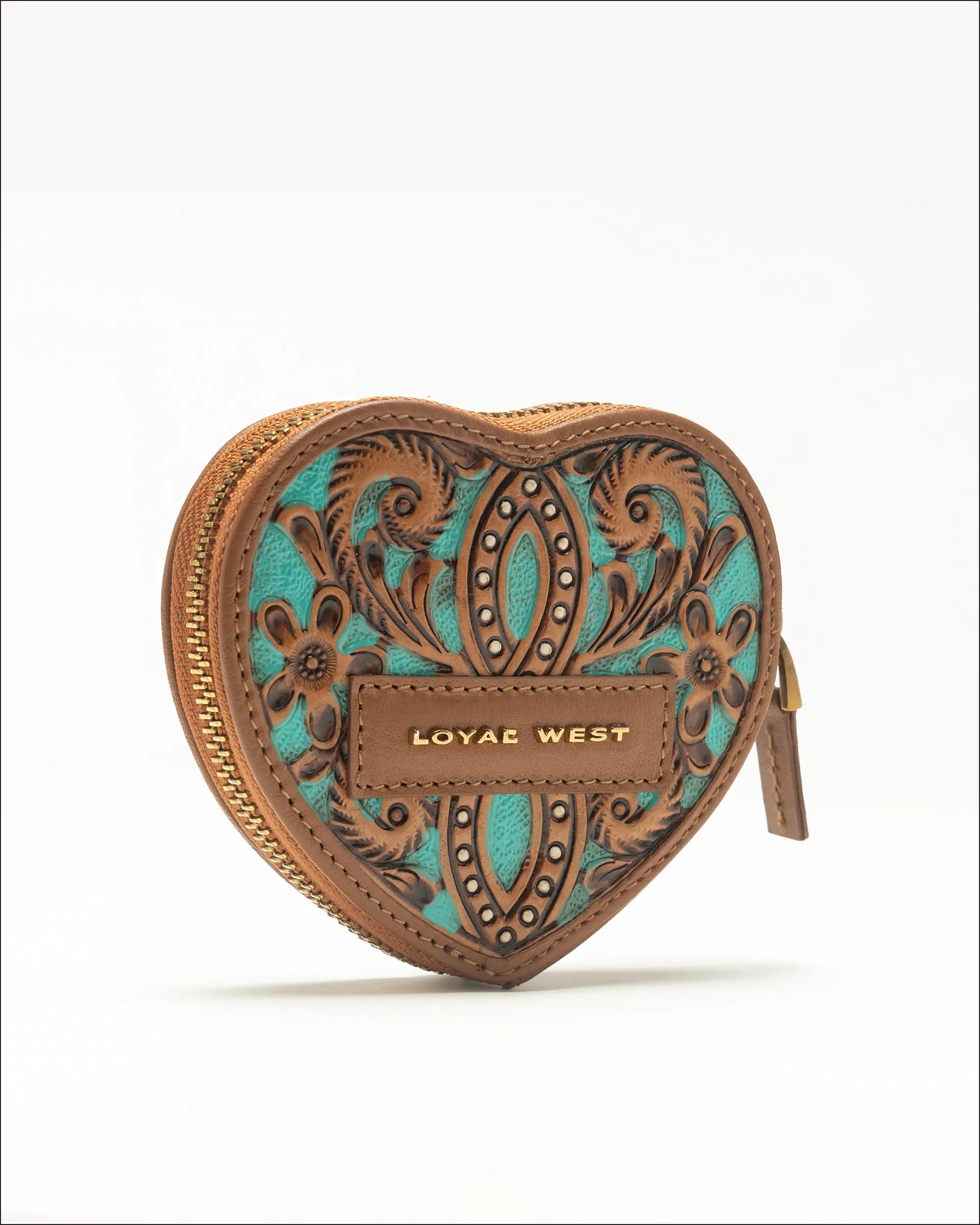 Cupid Coin Pouch Handtooled Leather - Whiskey & Water sold by Myra Bag product image thumbnail 4