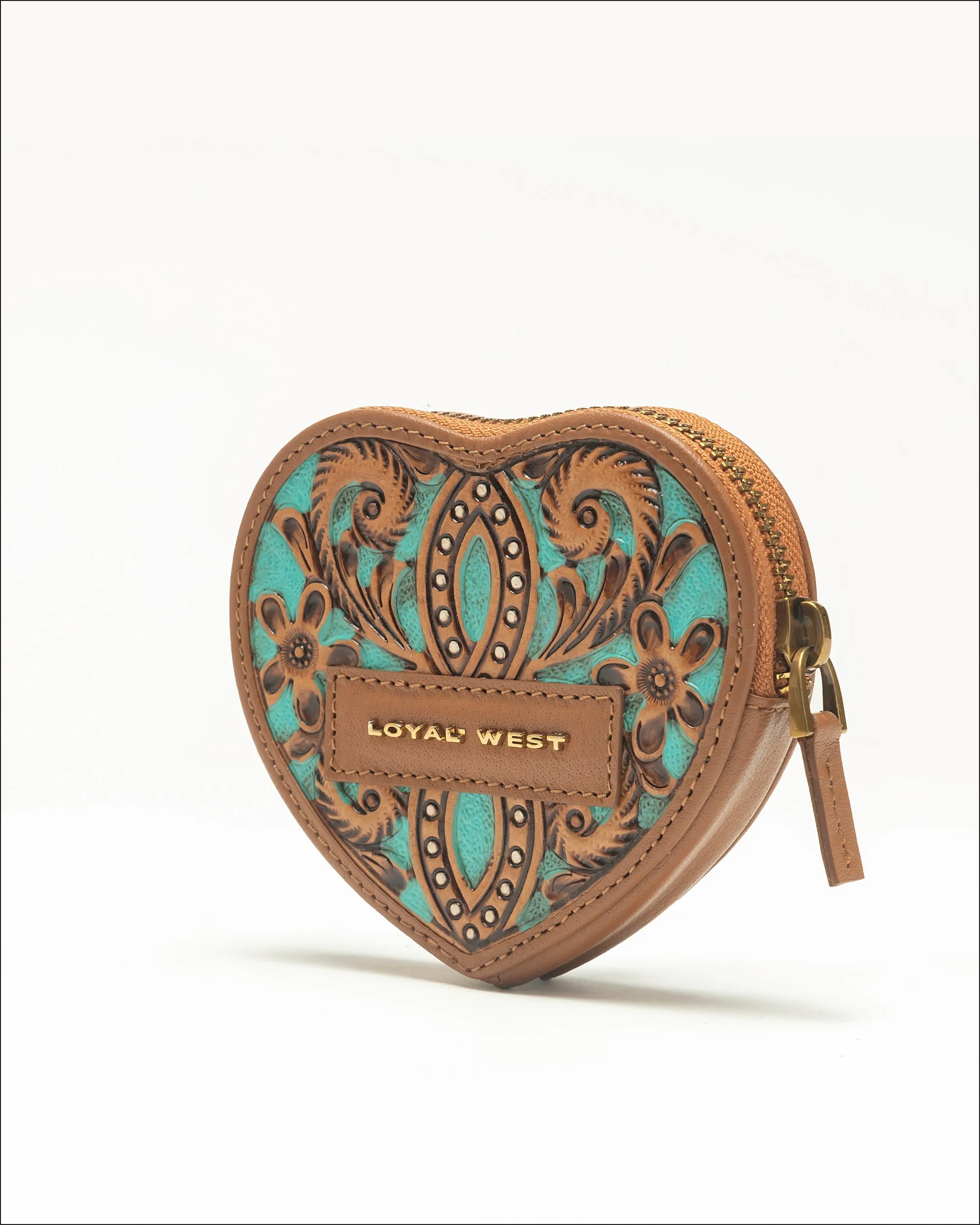 Cupid Coin Pouch Handtooled Leather - Whiskey & Water sold by Myra Bag product image thumbnail 3