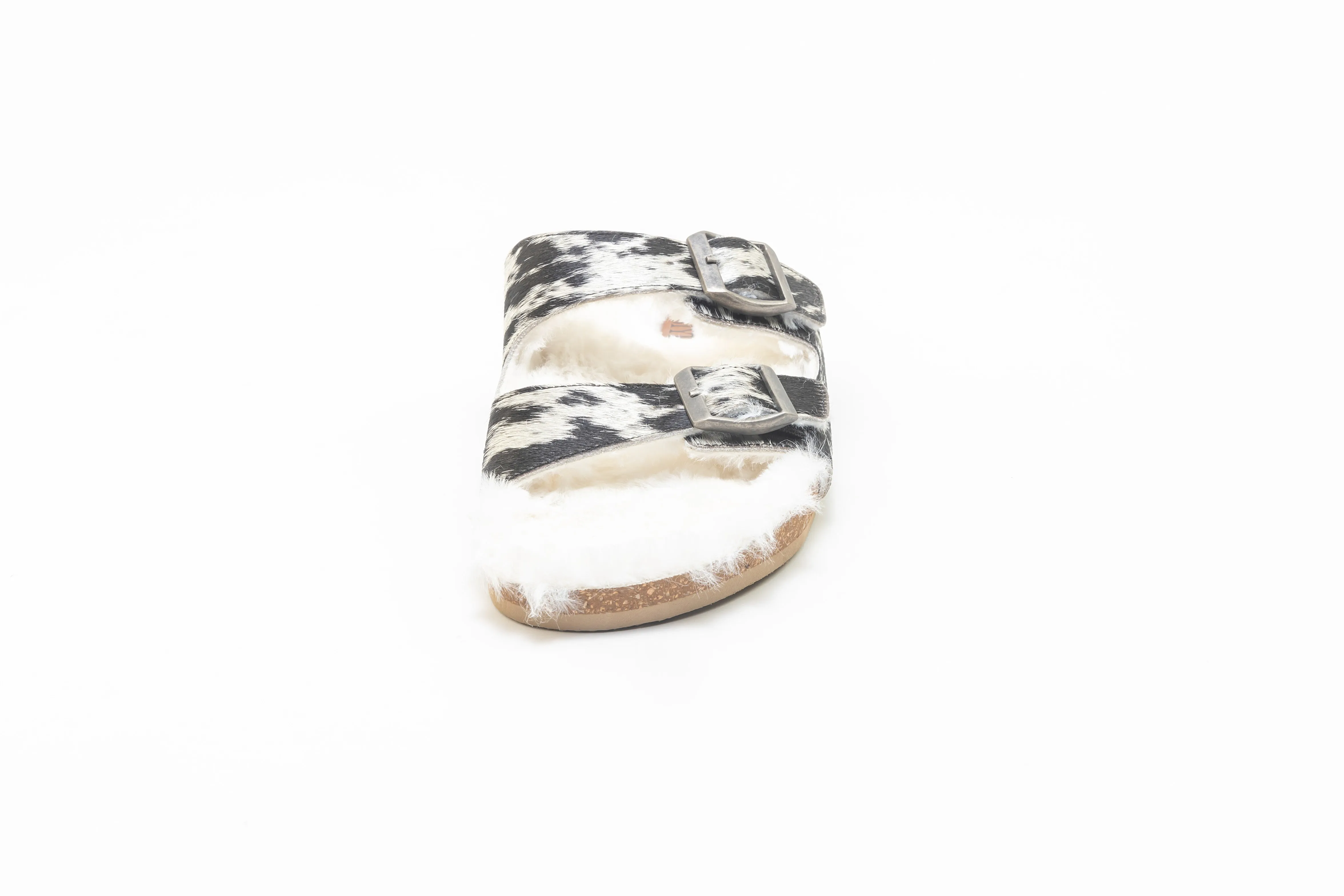 Prairie Winds Fur Comfort Hairon Leather Sandals In Black & White sold by Myra Bag product image thumbnail 4