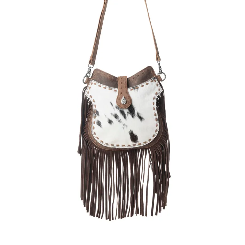 Myra Maverick Mist Hairon Leather Bag in Speckled Ivory sold by Myra Bag
