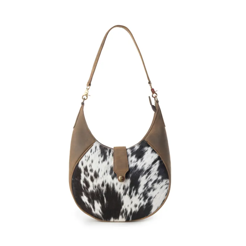 Myra Dakota Moon Hairon Leather Bag in Midnight Tan made by Myra Bag