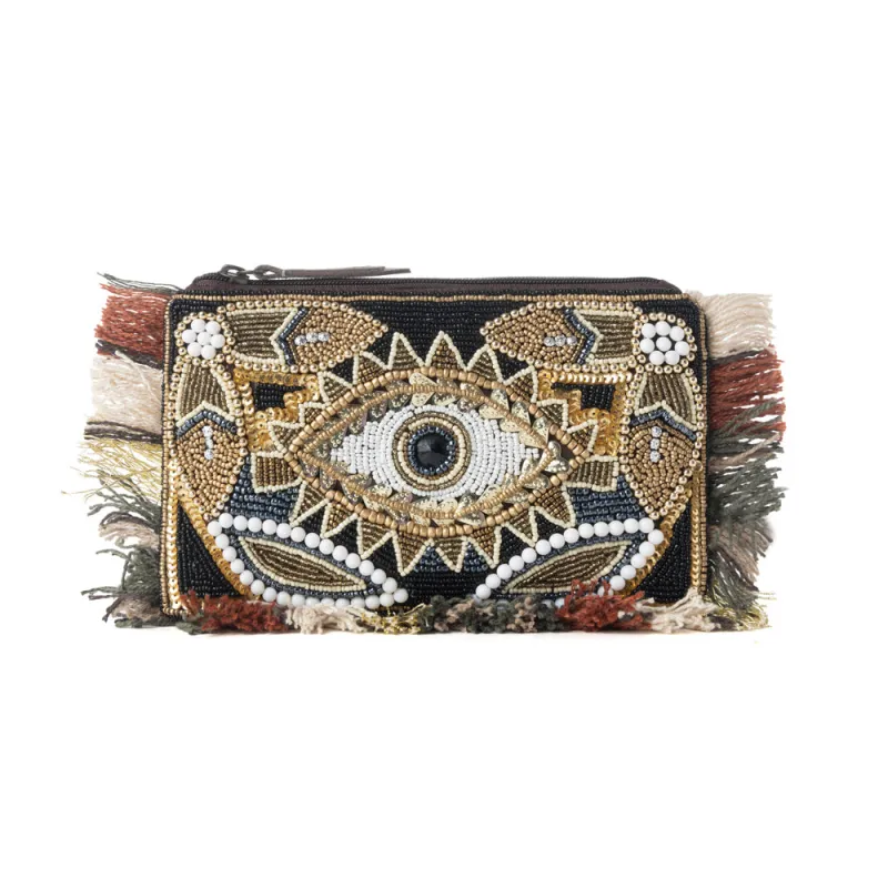 Myra Eye of the Storm Beaded Pouch in Desert Black sold by Myra Bag