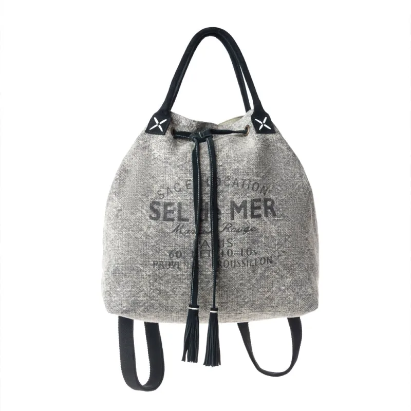 Myra Sel de Mer Bucket Backpack in Aged Grey sold by Myra Bag
