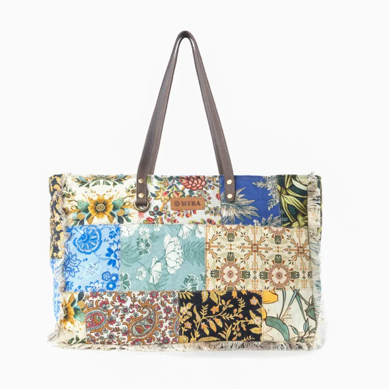 Myra Sundial Hollow Weekender Bag in Multi Patch sold by Myra Bag