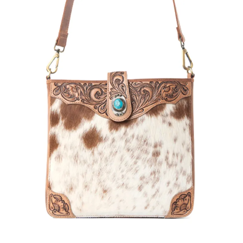 Myra Maple Creek Handtooled Bag in Sandroot Brown sold by Myra Bag