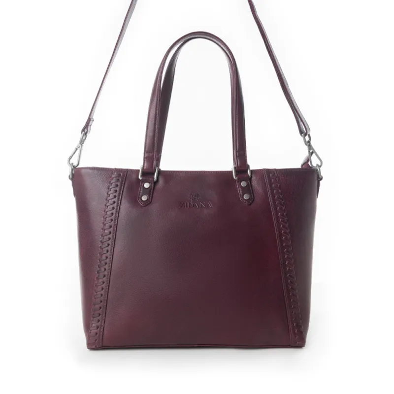Myra Zidana Arista Bloom Veg Tanned Leather Handbag in Noire Berry made by Myra Bag