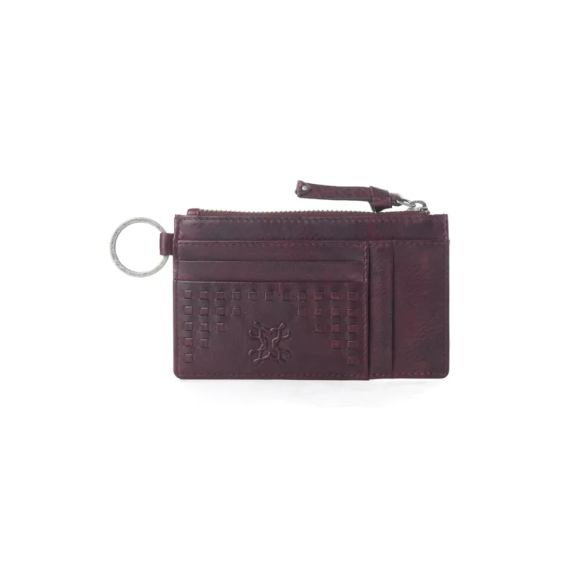 Myra Zidana Vino Braided Veg Tanned Leather Wallet in Noir Rouge sold by Myra Bag