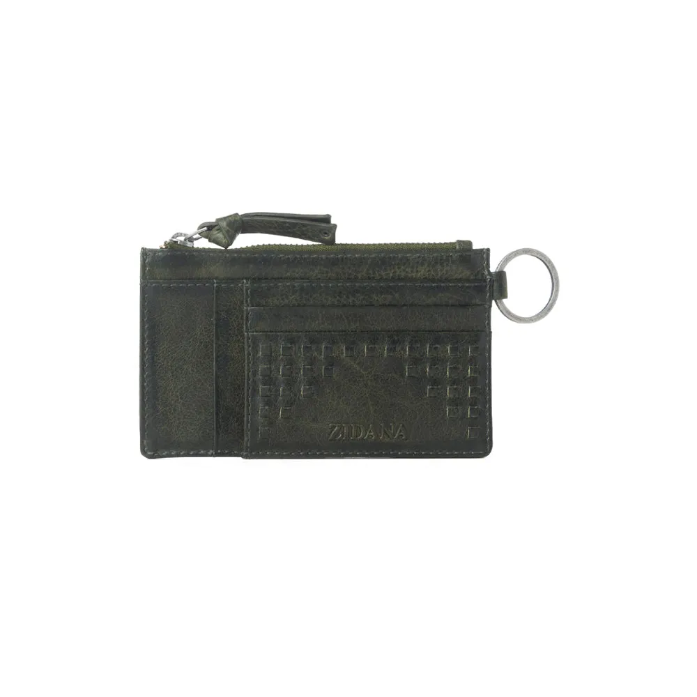 Myra Zidana Vino Braided Veg Tanned Leather Wallet in Moss Noir sold by Myra Bag product image thumbnail 3