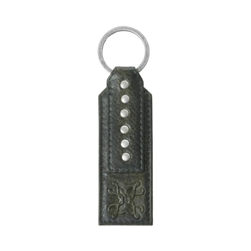 Myra Zidana Highland Studded Veg Tanned Leather Keyfob in Cactus Ash sold by Myra Bag