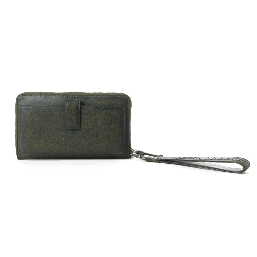 Myra Zidana Elko Braided Veg Tanned Leather Wallet in Obsidian Green sold by Myra Bag product image thumbnail 3