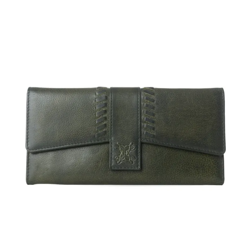 Myra Zidana Santa Fe Woven Veg Tanned Leather Wallet in Luna Green sold by Myra Bag