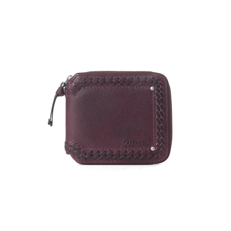 Zidana Dante Men's Veg Tanned Leather Wallet in Plumwood sold by Myra Bag