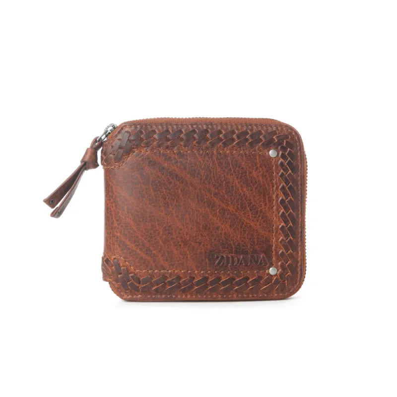 Zidana Dante Men's Veg Tanned Leather Wallet in Sierra Copper sold by Myra Bag