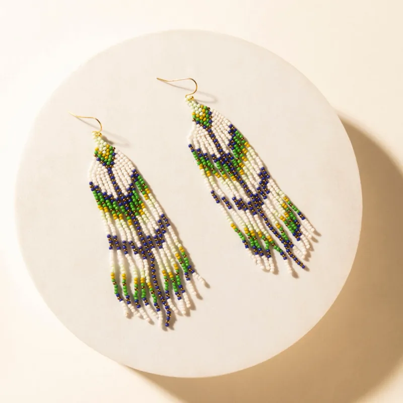 Sage Sky Beaded Fringe Earrings in Cactus Crest sold by Myra Bag