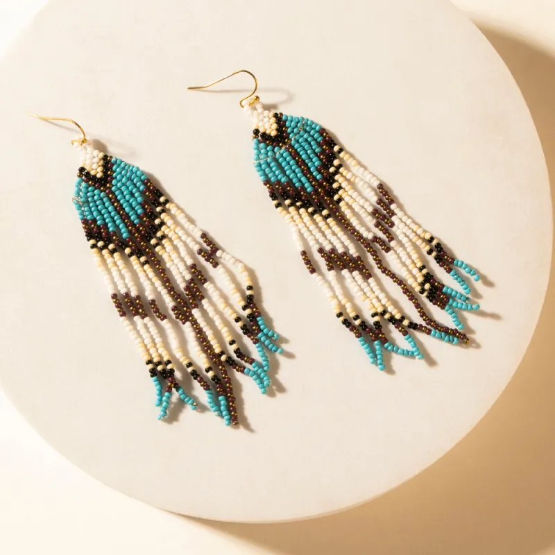 Painted Canyon Beaded Fringe Earrings in Prairie Sky sold by Myra Bag
