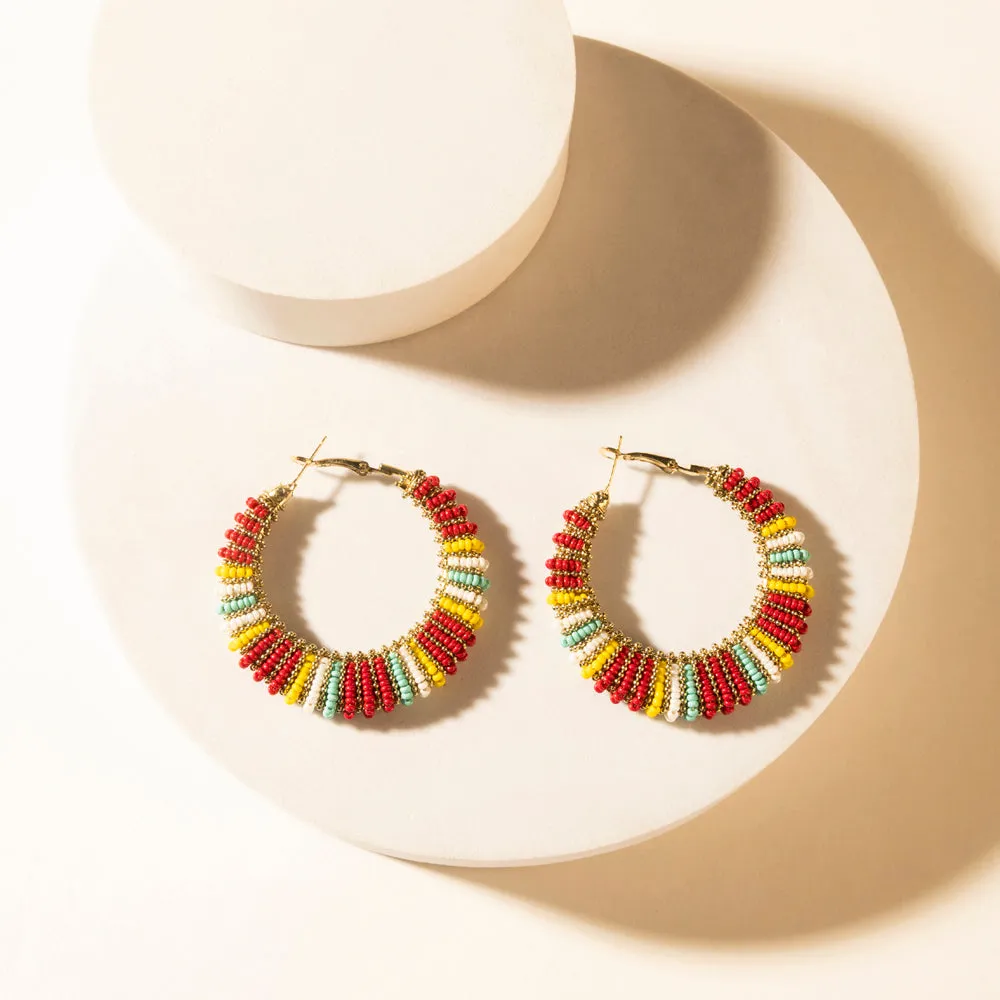 Barrel Race Beaded Hoop Earrings in Rodeo Berry sold by Myra Bag product image thumbnail 2