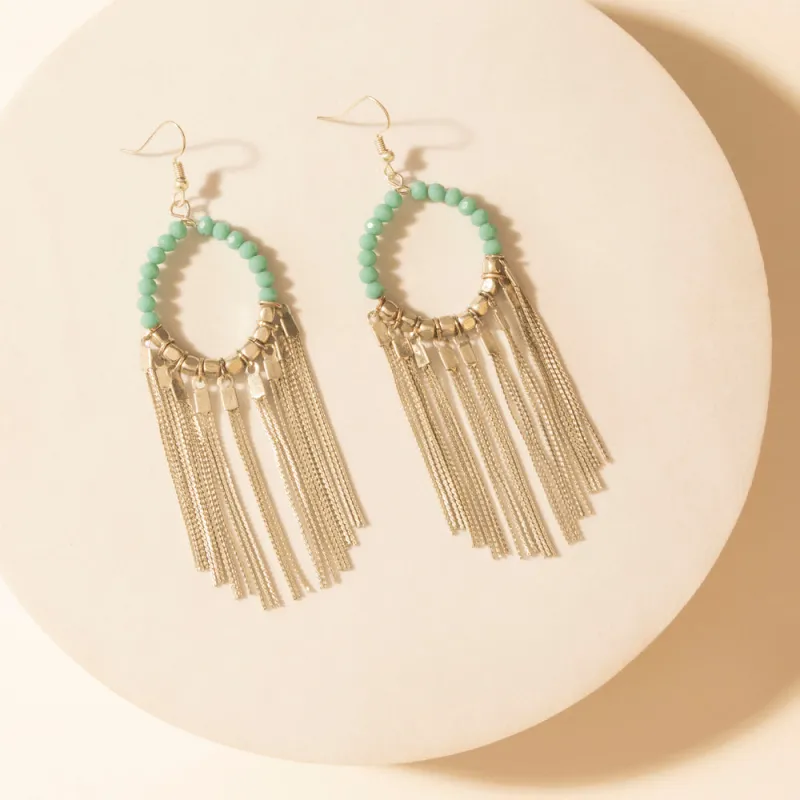 Desert River Fringe Earrings in Mist Aqua sold by Myra Bag