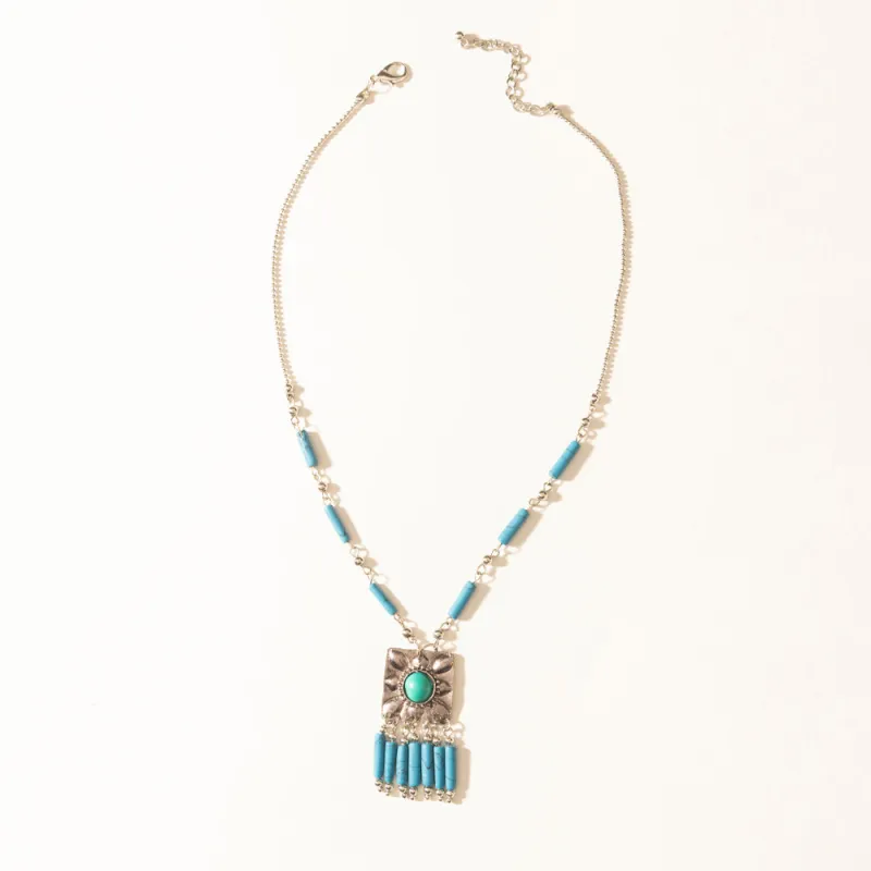 Blue Coyote Necklace in Turquoise Charm sold by Myra Bag