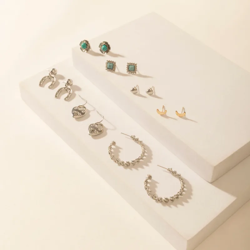 Moonbeam Earrings Set in Silver Shine made by Myra Bag