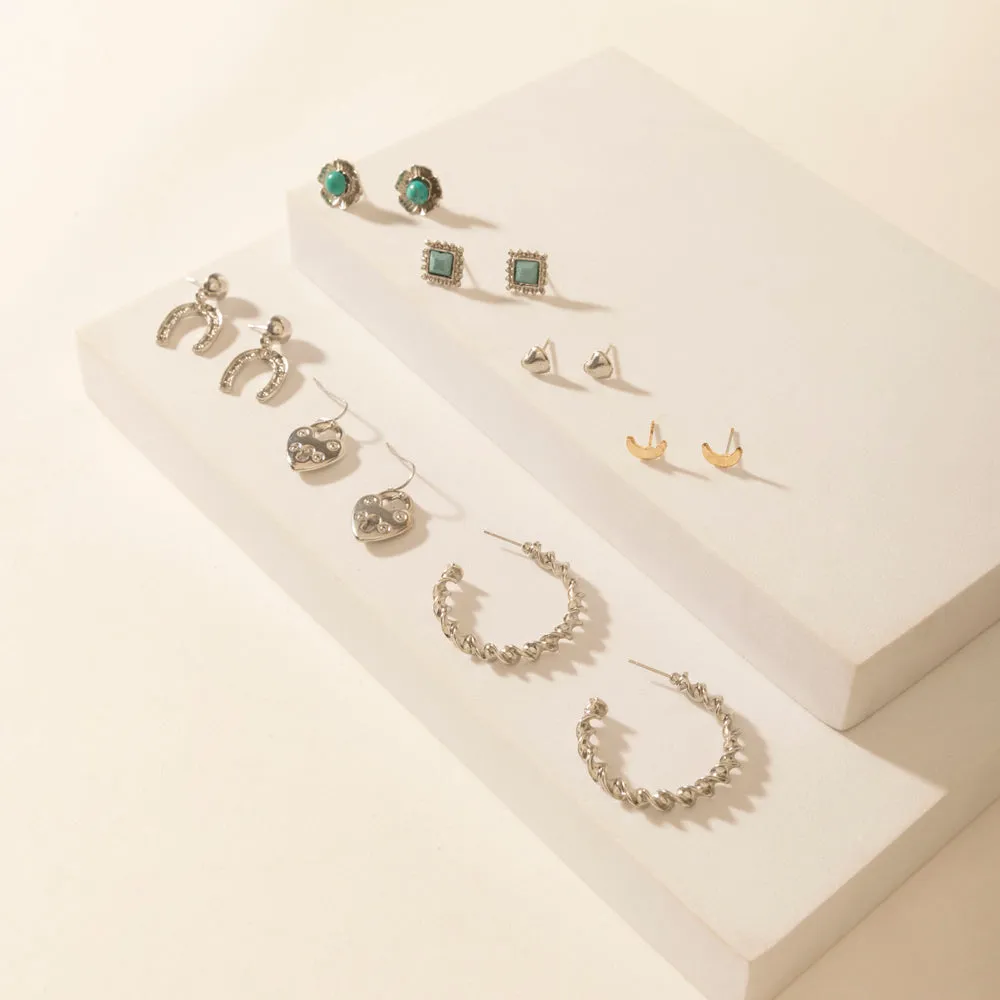 Moonbeam Earrings Set in Silver Shine sold by Myra Bag