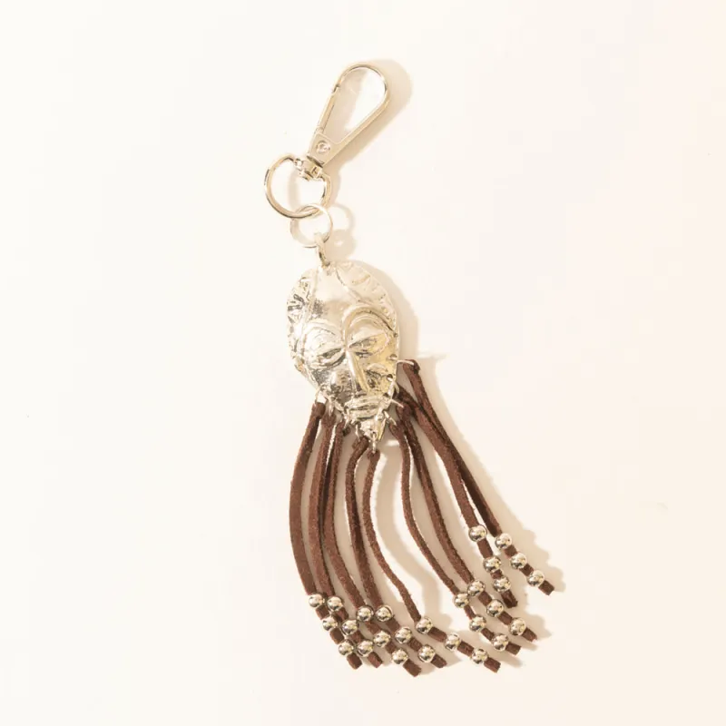 Night Spirit Charm Keychain in Suede Black sold by Myra Bag
