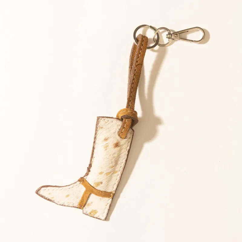Rustler’s Boot Hairon Keychain in Hay Ivory sold by Myra Bag