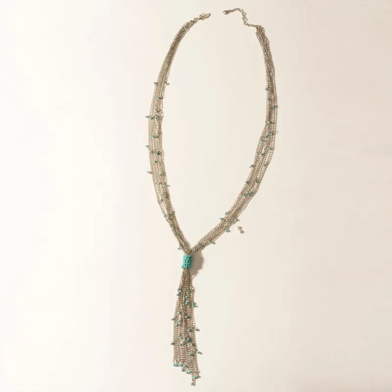 Mist River Tassel Necklace in Silver Mix sold by Myra Bag