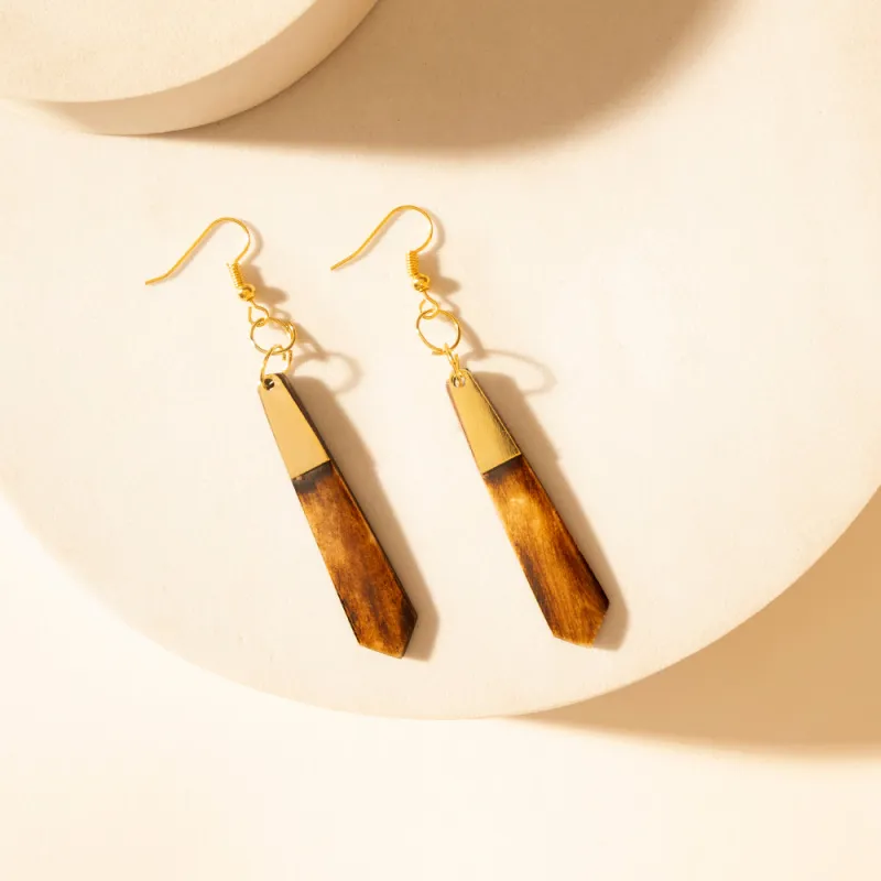 Brindle Trail Drop Earrings in Smoke Tan sold by Myra Bag