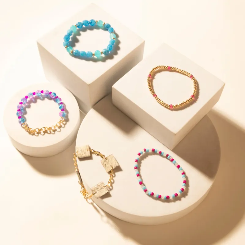 Boho Graffiti Stack Bracelet in Prairie Blue sold by Myra Bag