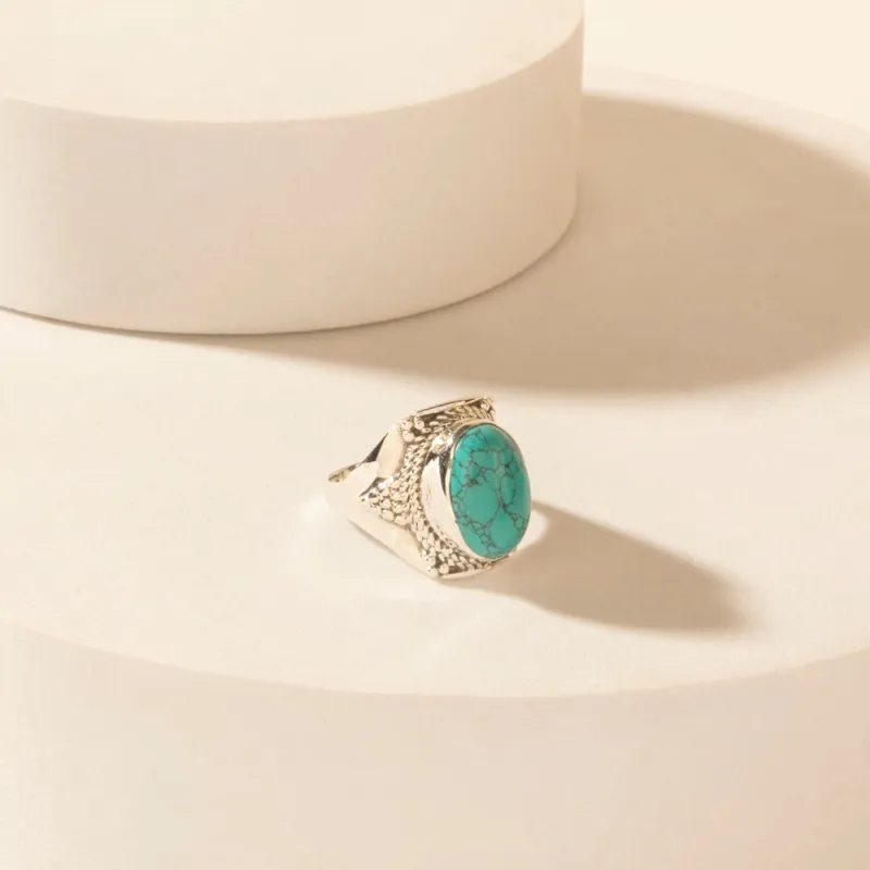 Moonstrike Sterling Silver Ring in Arena Teal sold by Myra Bag