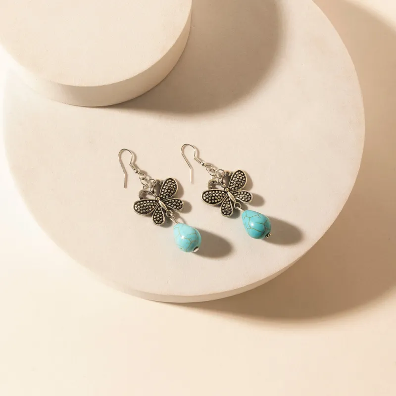 Flutter Hearts Teardrop Earrings in Breezy Teal made by Myra Bag