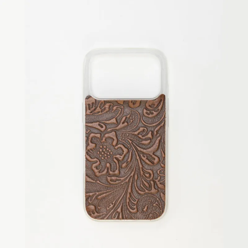 Timber Cut Embossed Leather iPhone 17 Pro Mobile Case sold by Myra Bag