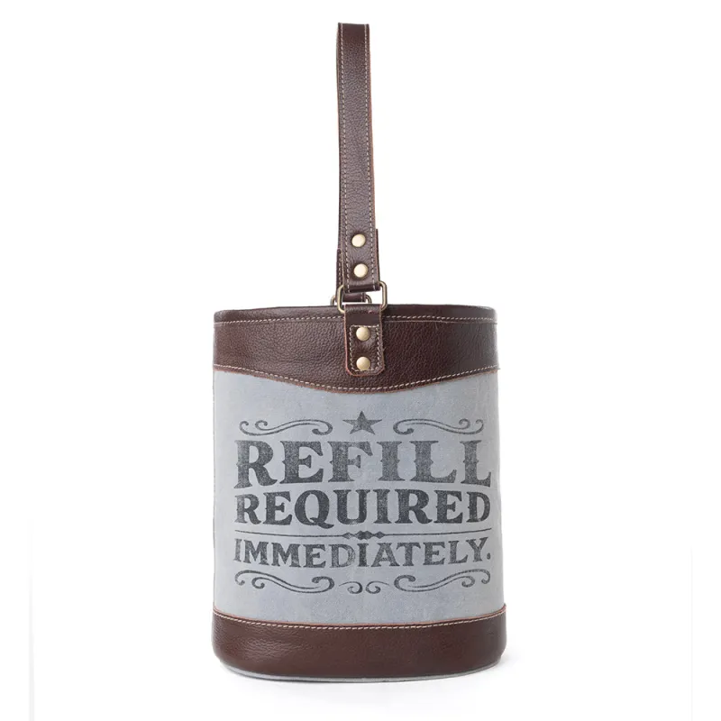 Textura Cotton & Leather Wine Holder in Saddle Frost sold by Myra Bag